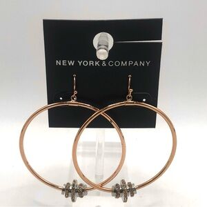 NEW YORK & COMPANY Rhinestone Accent Rose Gold-Tone Hoop Earrings